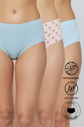 Buy Zivame Medium Rise Full Coverage Hipster Panty (Pack of 3) - Multicolor